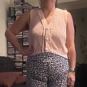 Talulah Pearl and Pink Cropped Sweater Vest